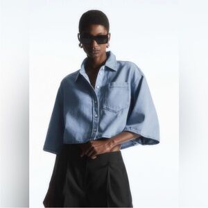 NWOT COS denim cropped shirt